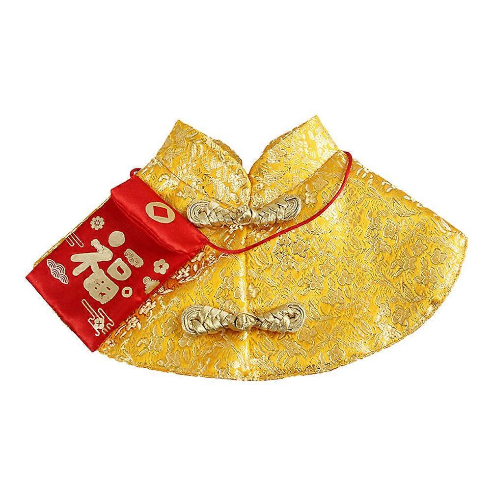 Chinese New Year Pet Clothing Joyous Cat Cloak Comfortable And Warm Yellow Size L 1Set