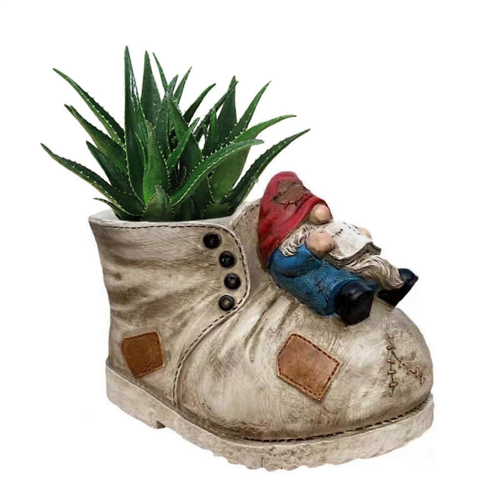 Boot Planter Gnome Boot Planter With Drainage Hole Dwarf Garden Flower Pot Decor Figurine