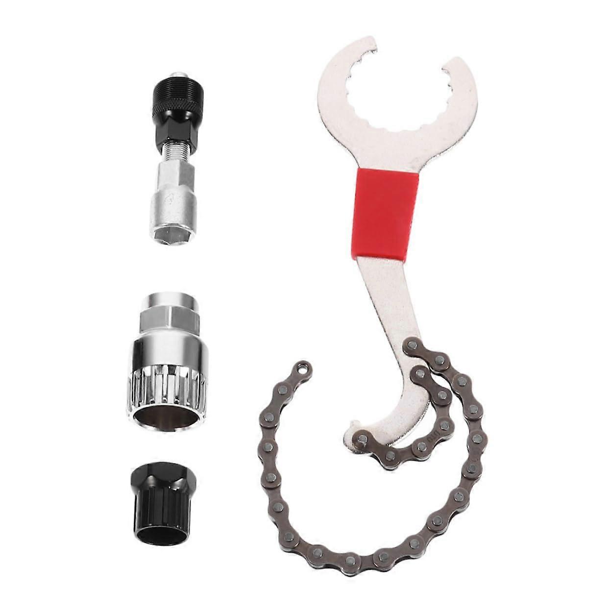 4 pieces bicycle tool kit with crank puller chain riveter and bottom bracket tool