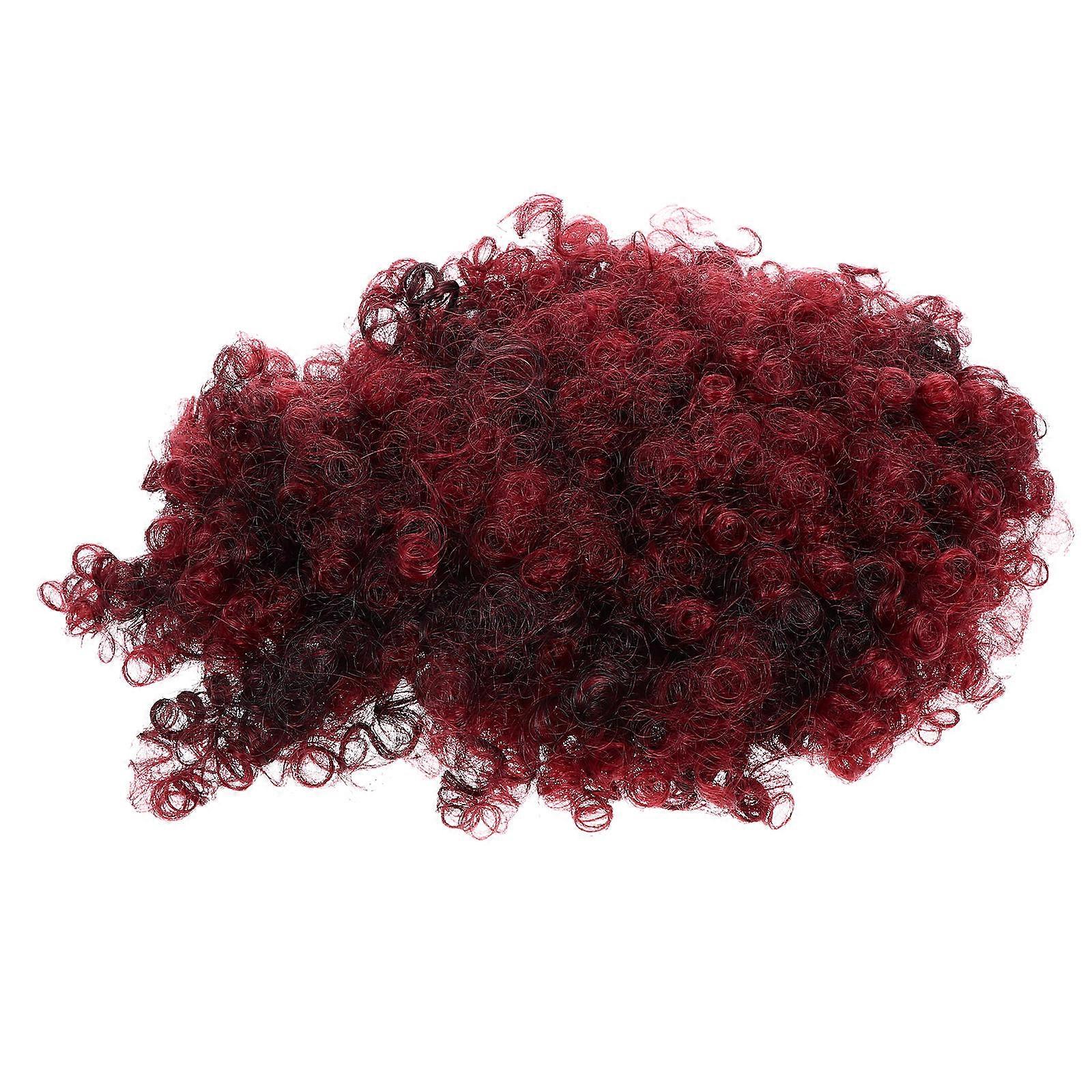 Drawstring Ponytail Wig Synthetic Fiber Red Color Party Costume Hairpiece 1Pack