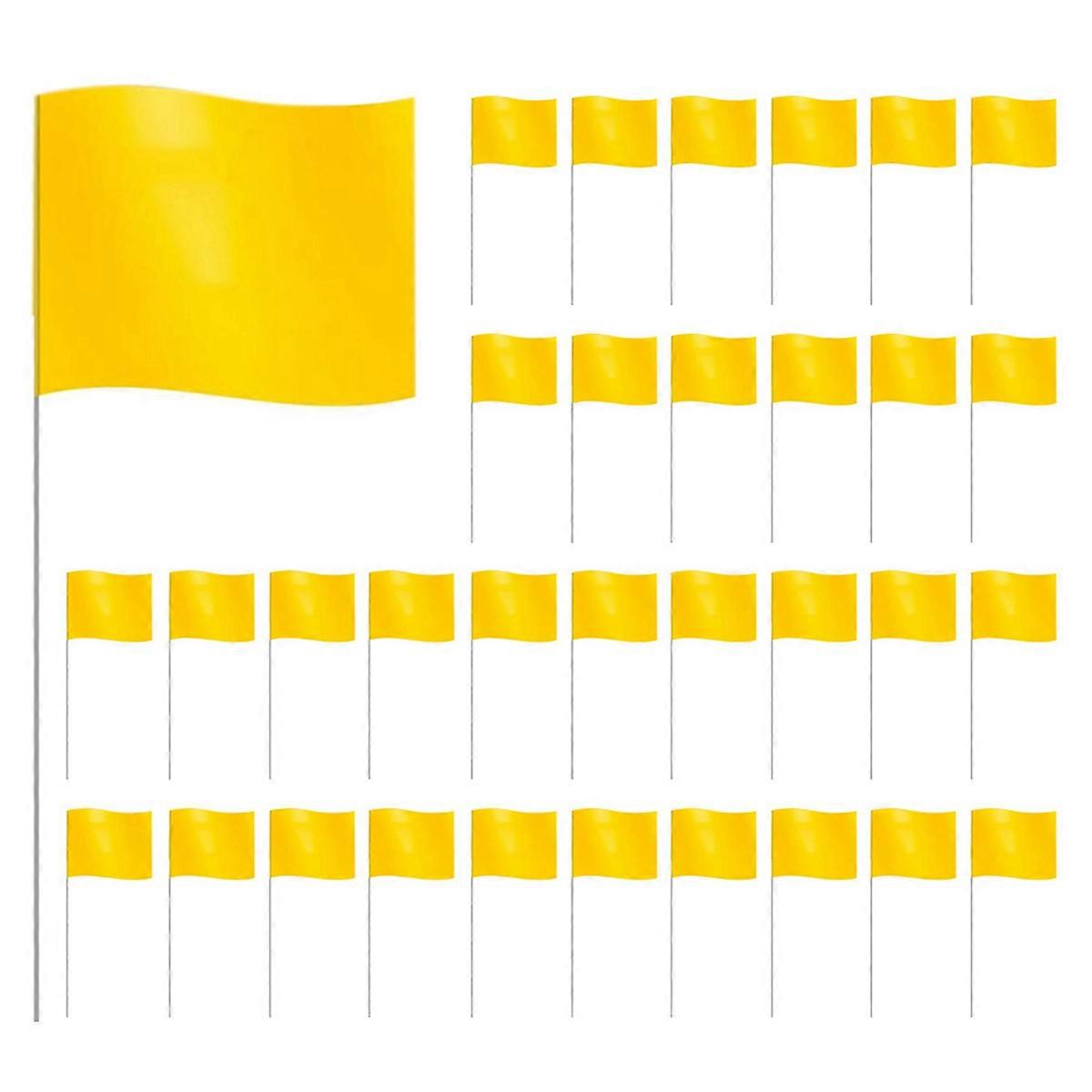 Marking Flags Marker Flags for Lawn 30 Pack, PVC Small Flags, Yellow