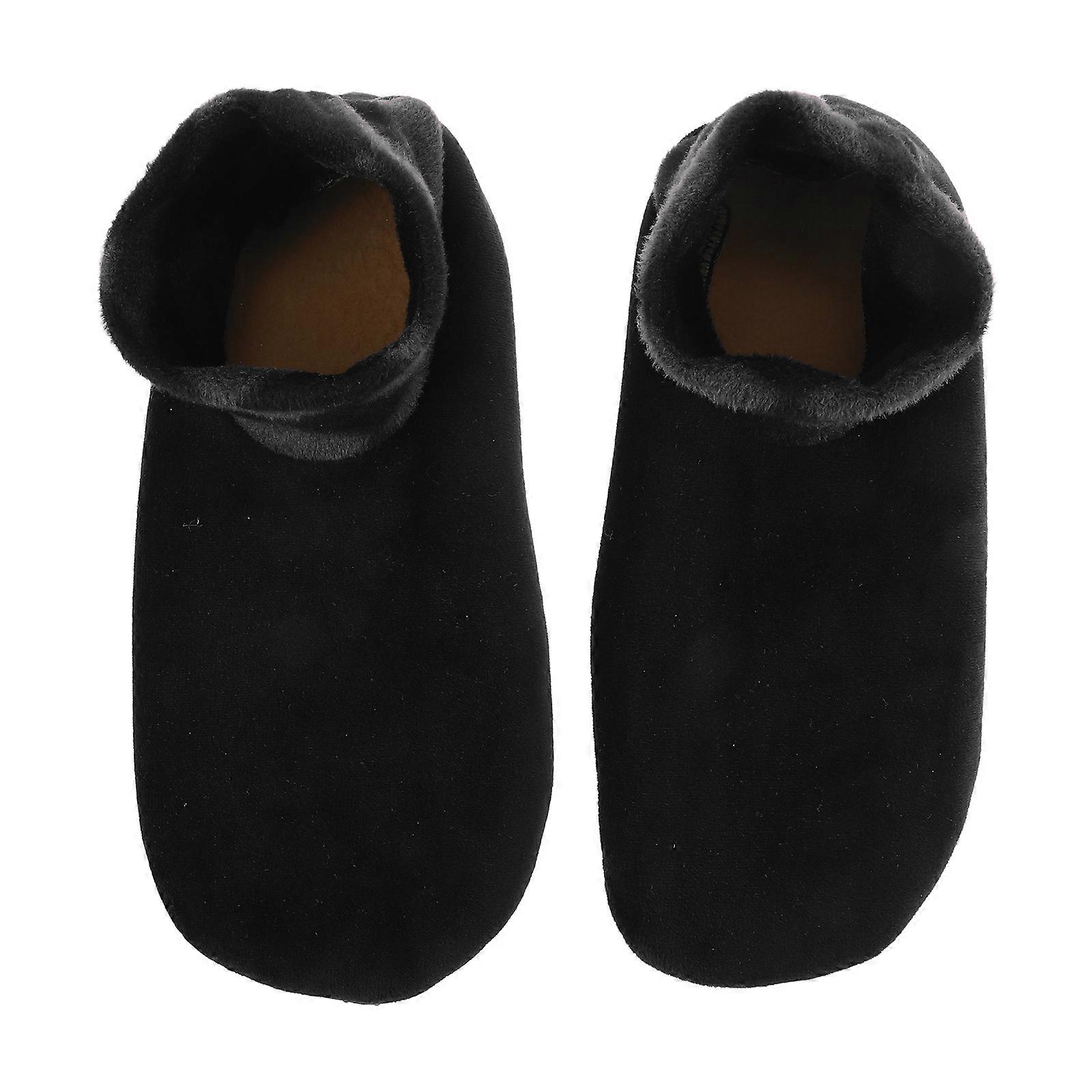 Cozy Mens Mid Calf Socks Anti Slip For Winter Use Polyester Black 1Pair