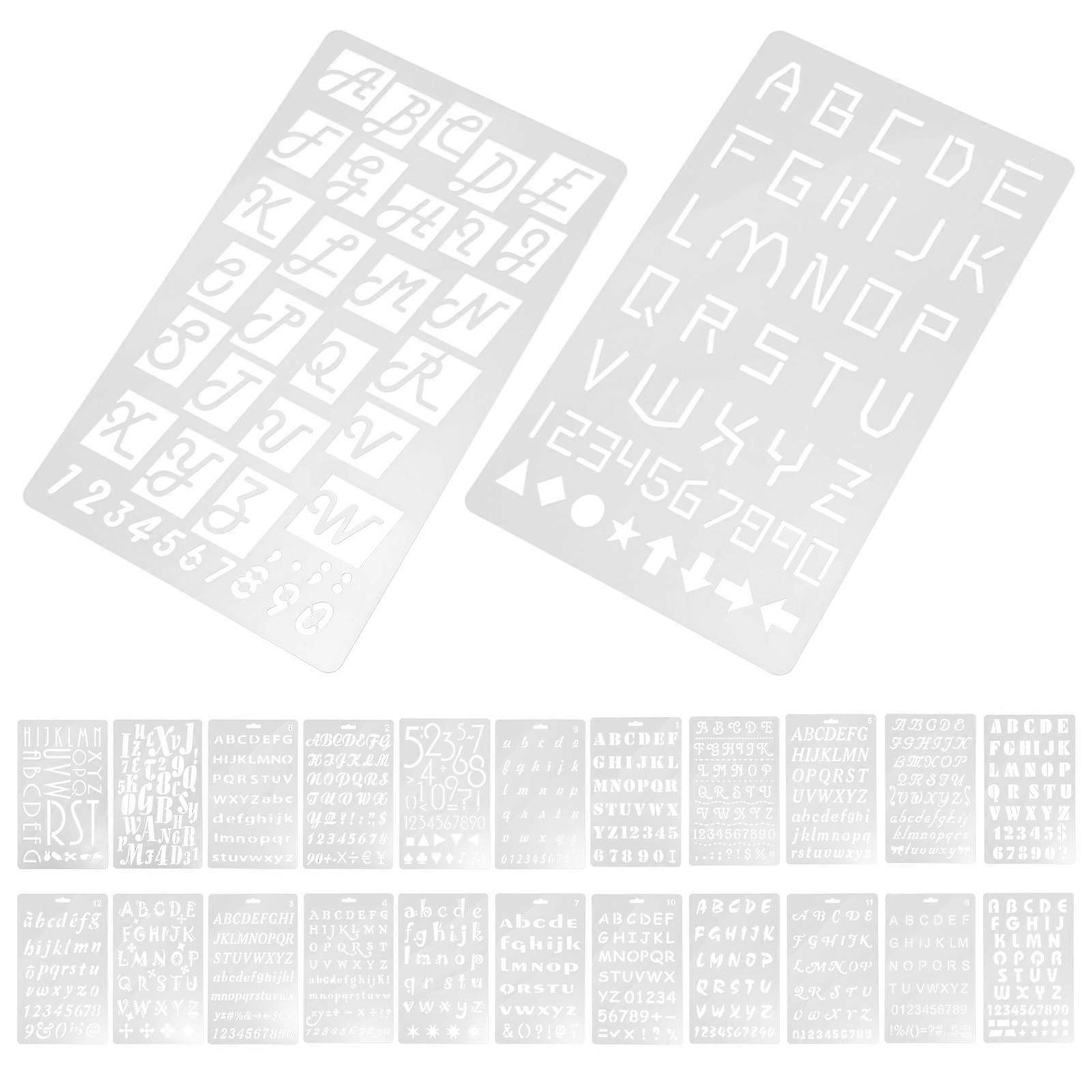 Alphabet Drawing Template Plastic Stencils For Home Decor 24Pcs