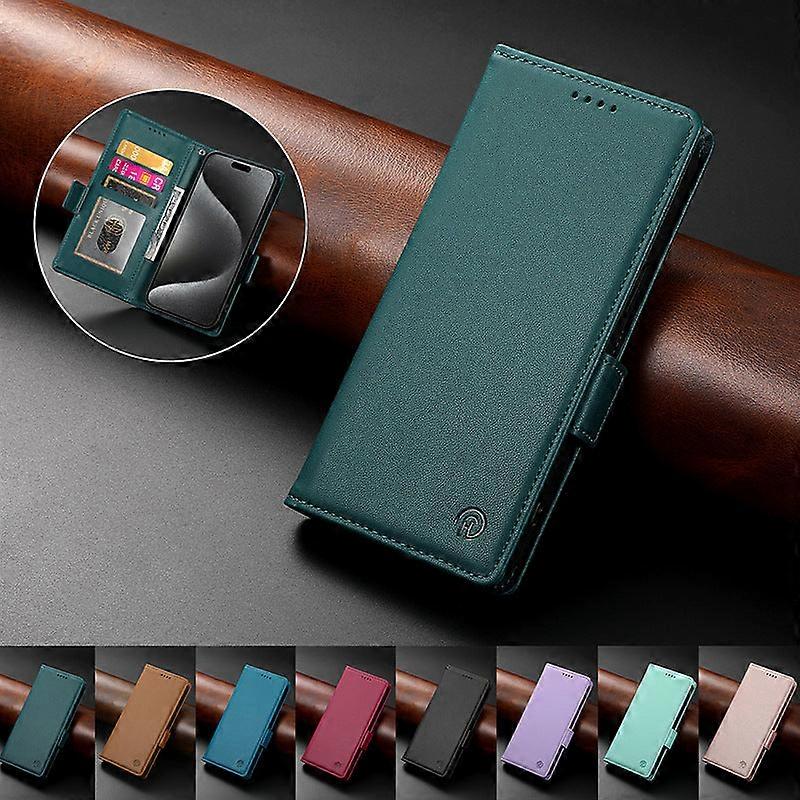 Case For Iphone 13 Dark Green Leather Flip No3898