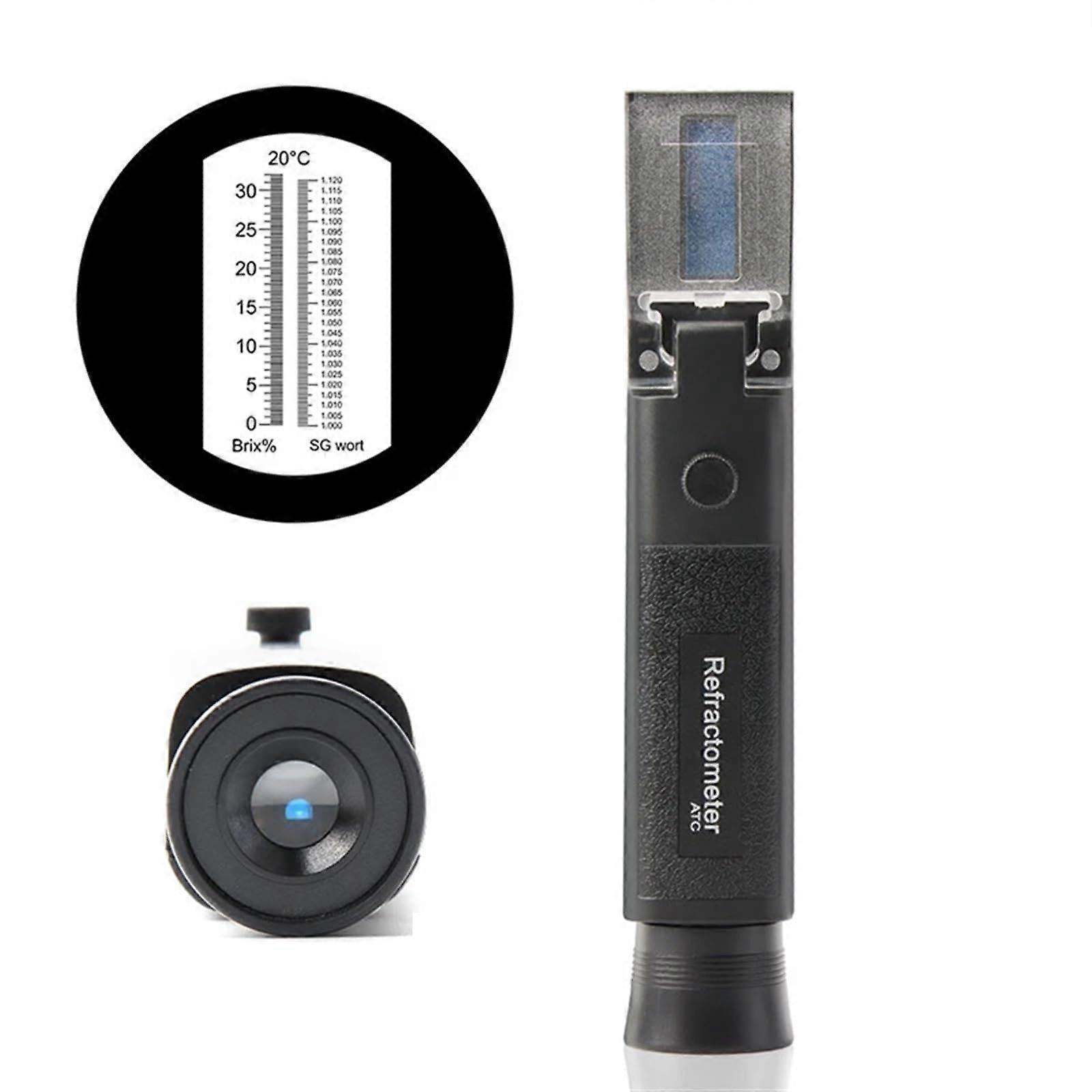 Refractometer, Black, Beer Brix, Sugar, Alcohol Meter, 030%, 1,0001,120 SG, Handheld