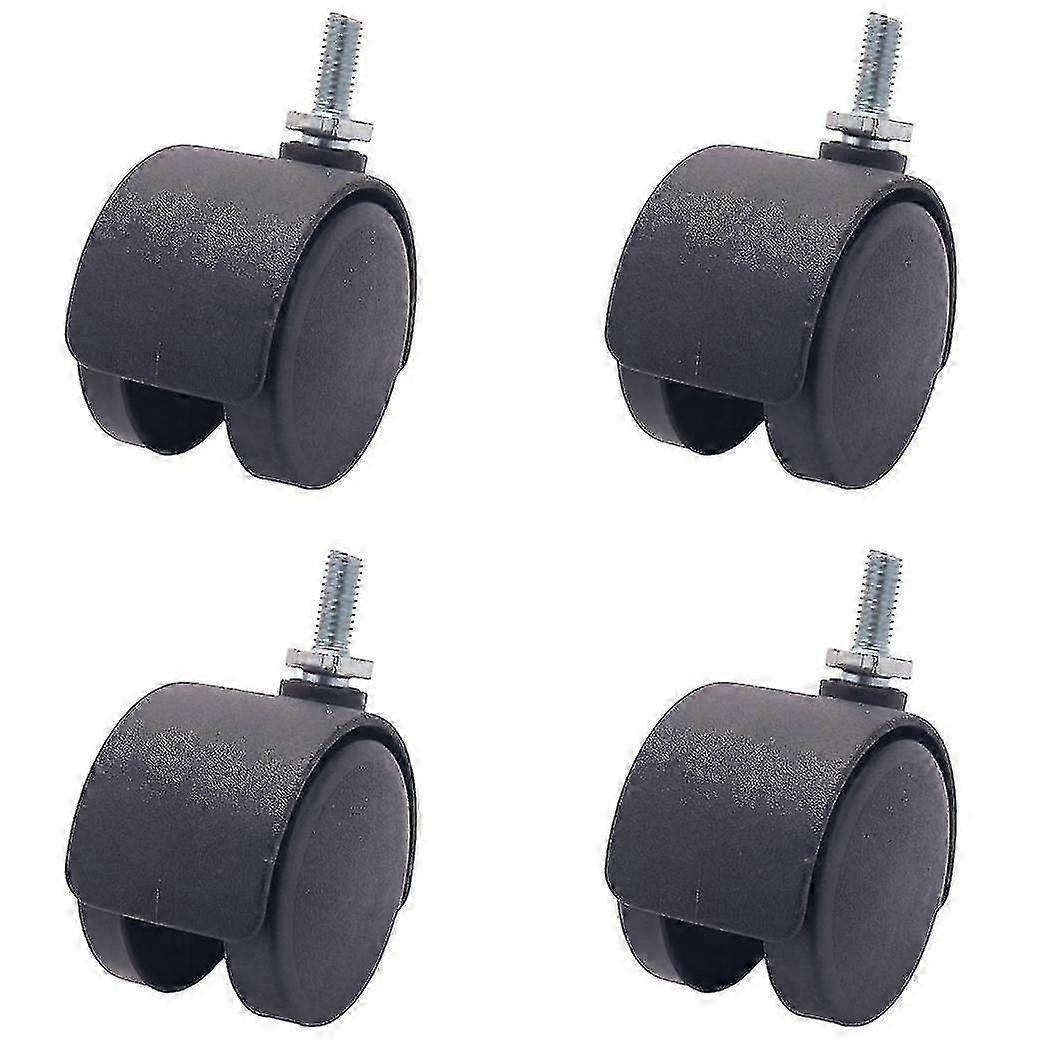 6mm Threaded Stem 40mm Dual Wheel Rotatable Caster Black