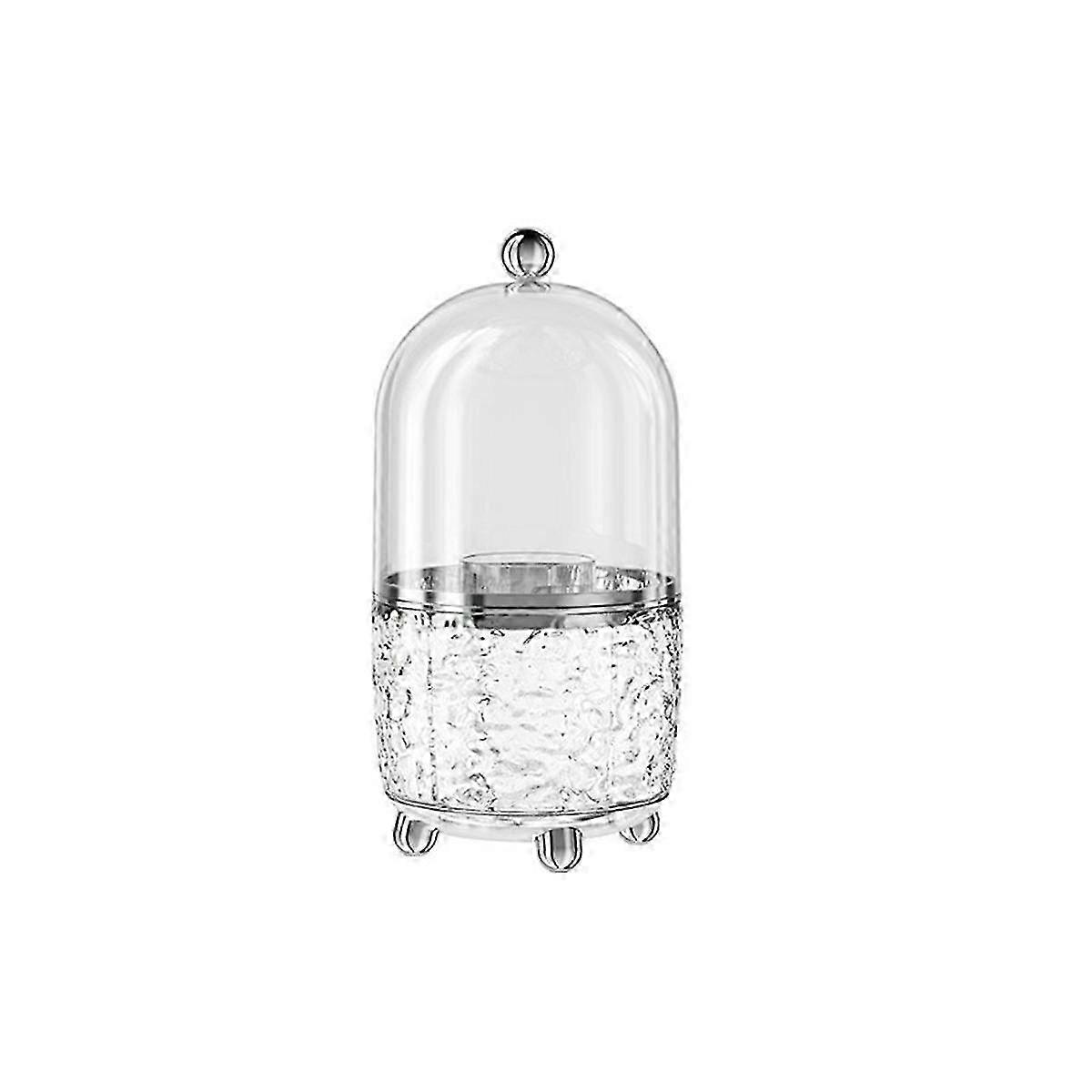 2PCS Clear Dustproof Makeup Brush Holder with Lid, 360 Rotating Vanity Container