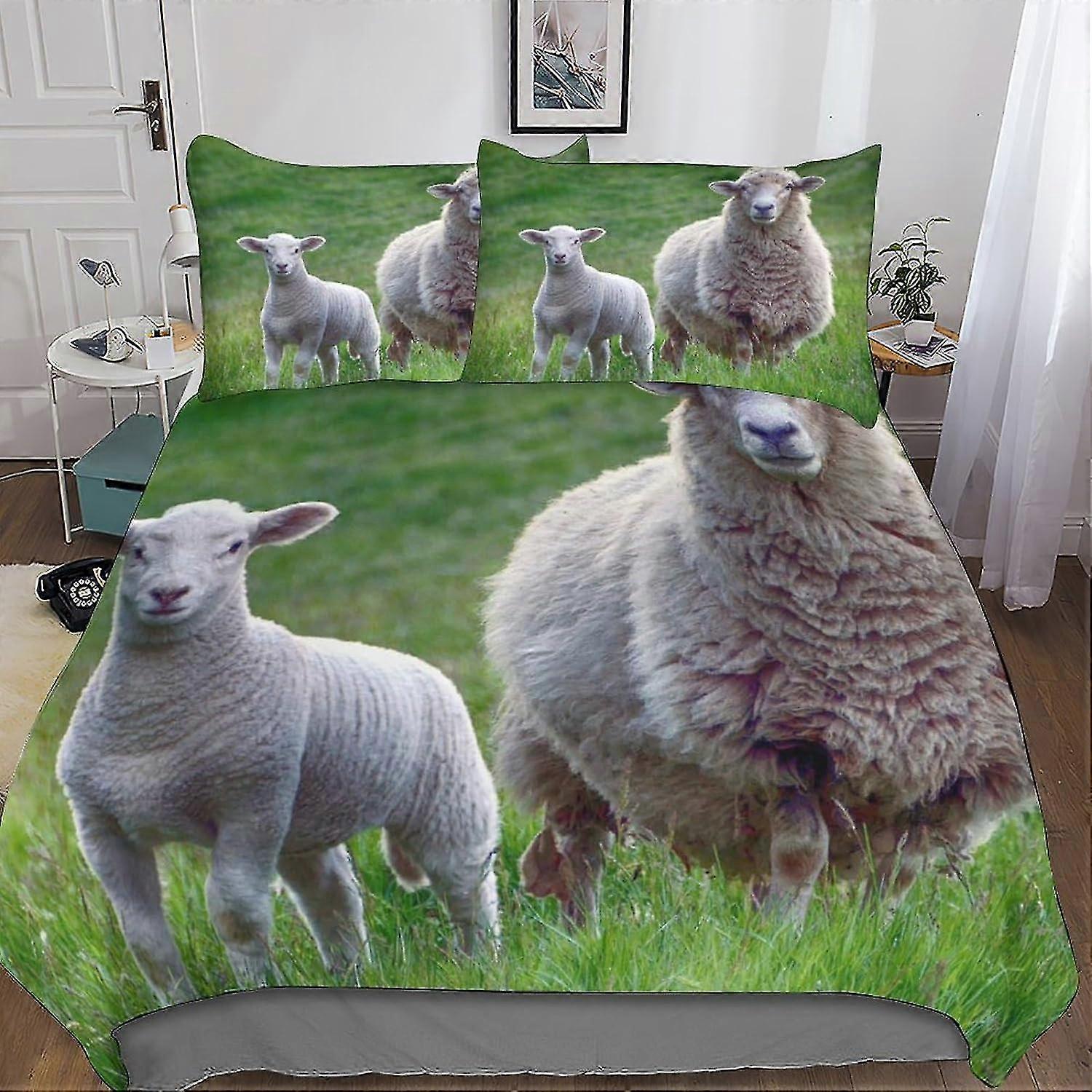 3-częściowy zestaw poszewek na kołdrę 3D Cute Animals dla dzieci i nastolatków z zapięciem na zamek błyskawiczny, miękka pościel z mikrofibry