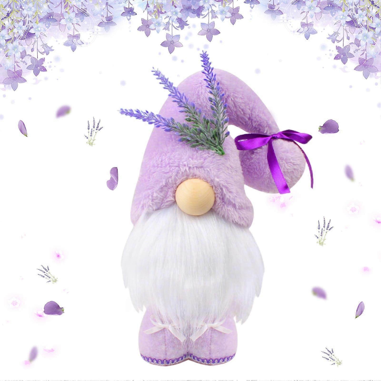 Handmade Spring Gnome with Butterflies Lavender Cute Home Decor