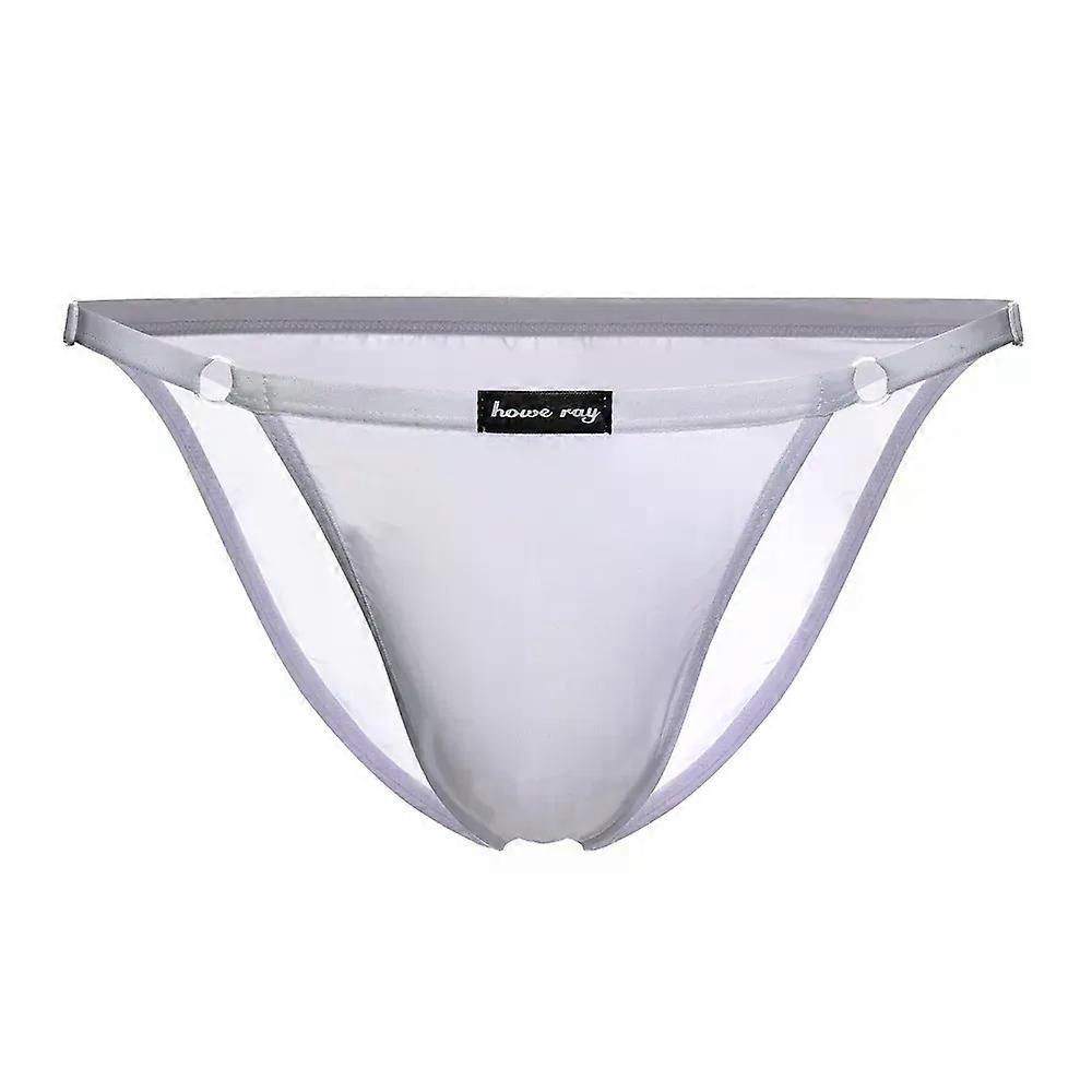 Adjustable Men's Sexy Brief Underwear Ice Silk Thin Transparent Comfort Quick Drying Mankini Gays U Convex Pouch High Fork Tanga