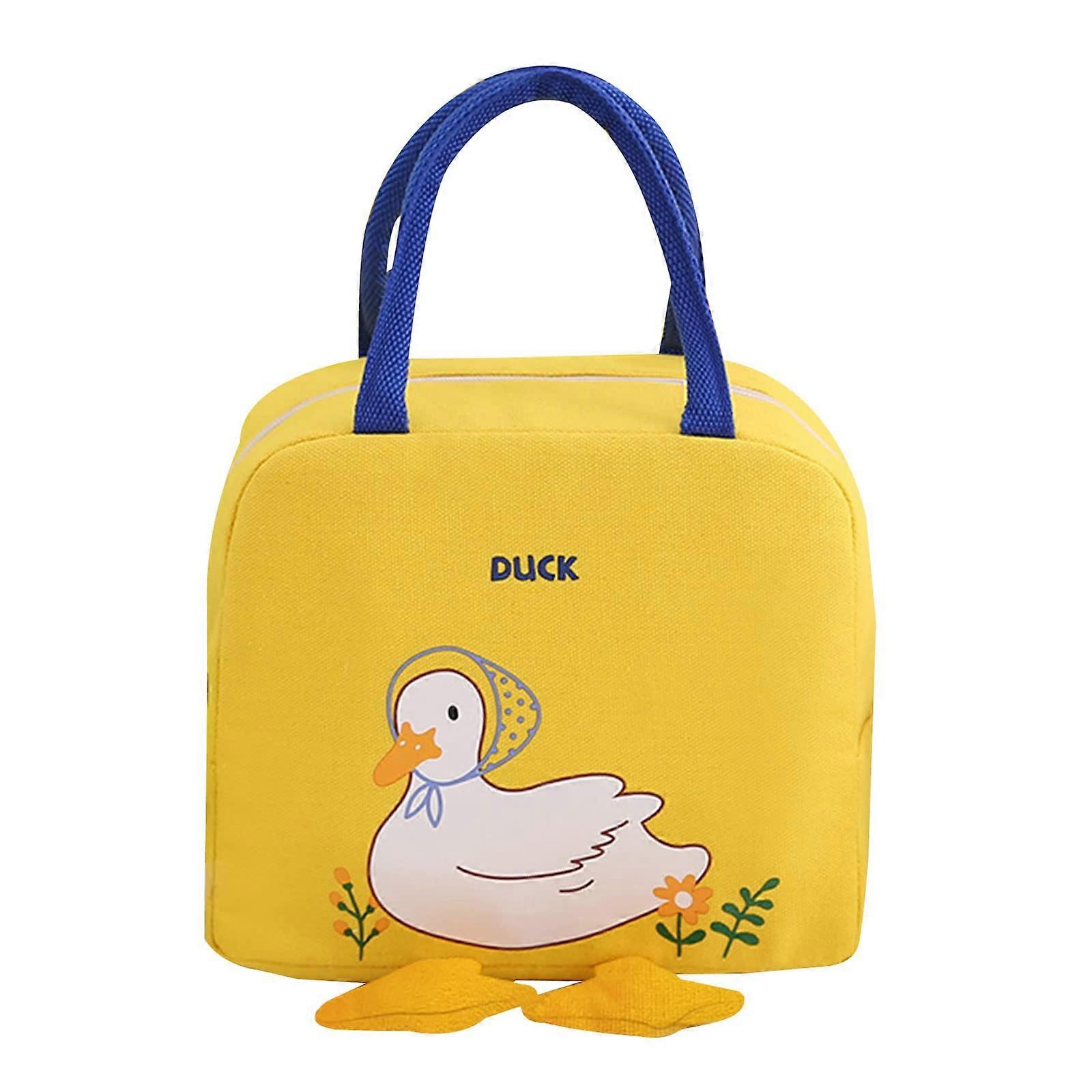 Insulated Lunch Bag With Handle Large Capacity Tear-Resistant Yellow Duck Design