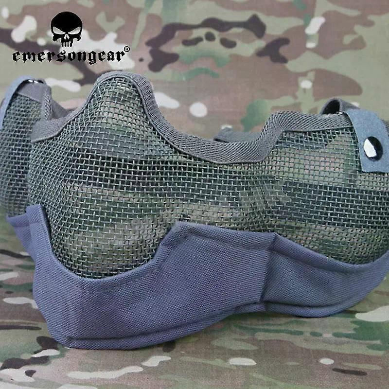 För V2 Strike Stål Halvmask Mesh Skyddande Huvudbonader Airsoft Jakt Sport Vandring Cykling Utomhus Strid