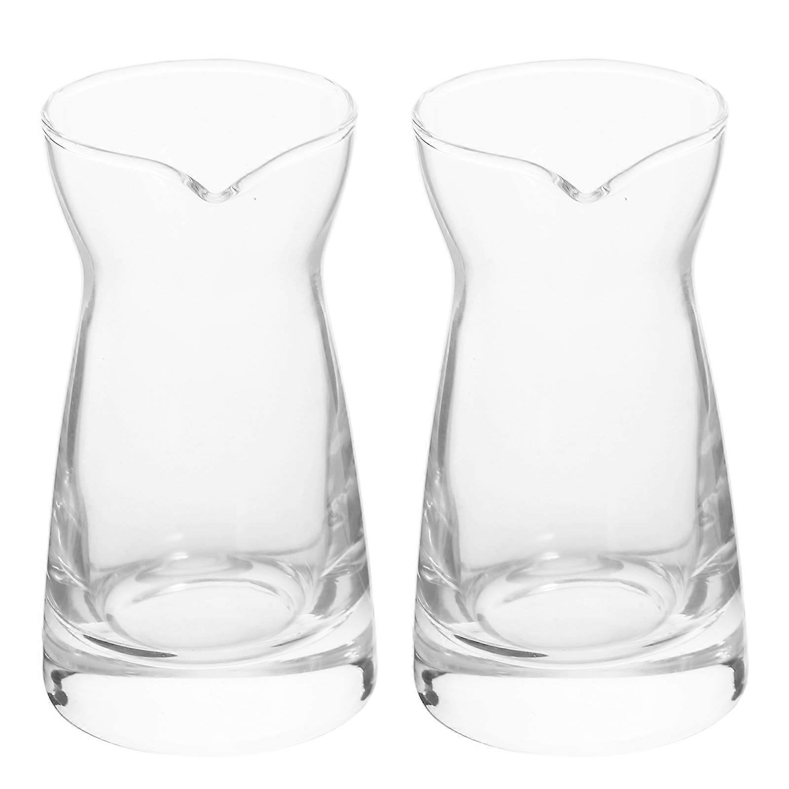 2pcs Transparent Glass Creamer Pitcher and Sauce Dispenser for Easy Storage and Serving 80 ML