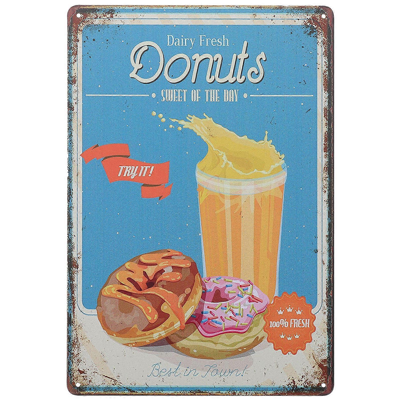 Donut St Sign Home Decor Wall Indoor Decorations Multi-Colored Iron 2Pcs
