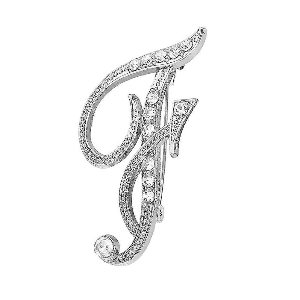 Letter Pattern Brooch Metal Clothes Accessory Wedding Silver 5x2.8cm present 1Pcs