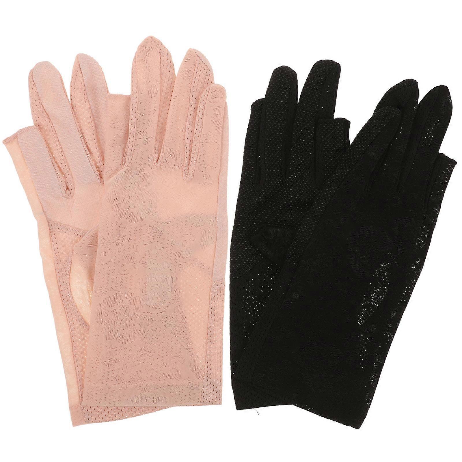 2 Pairs Half Finger UV Protection Driving Gloves for Women Men, Thin Breathable Riding Gloves with Slip Grip, Comfortable Durable Car Accessory