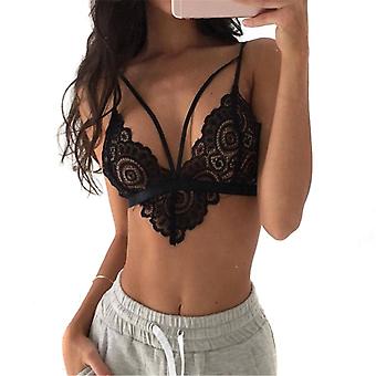 Women's Wireless Bra Lace Lingerie Hollow Out Underwear Double Shoulder Strap Design Extra Thin Cup New