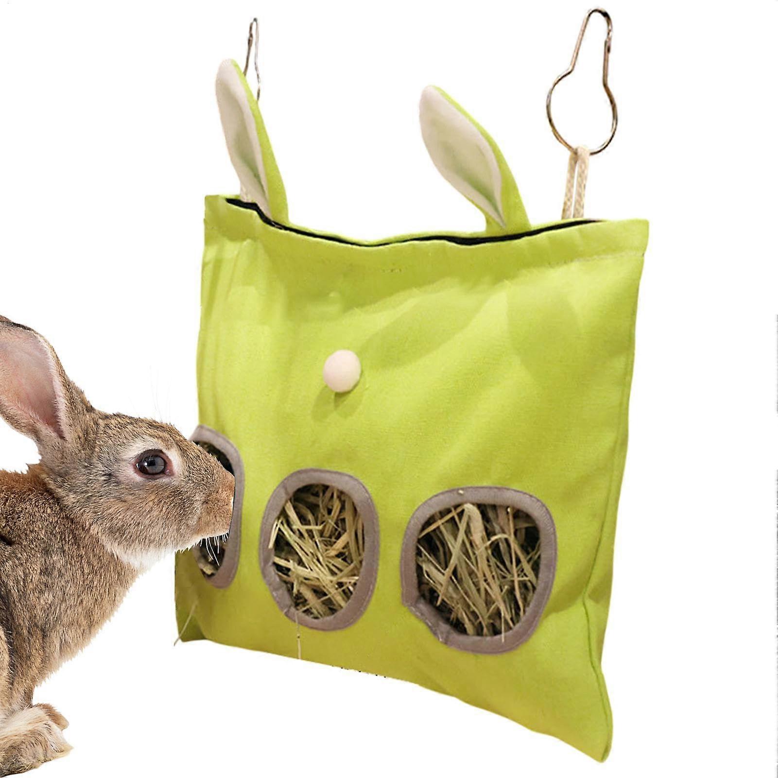 Rabbit Hay Feeder Bag, Hay Bag Hanging Hay Bag for Rabbits Washable Feeder, Cute Slow Feed Bag for Small Animals