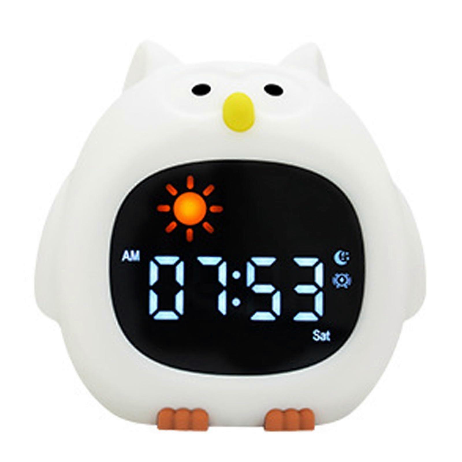 Alarm Clock with Soothing Light and Multiple Alarm Tones, Friendly Silicone Soft Touch for a Warm Morning Routine Owl