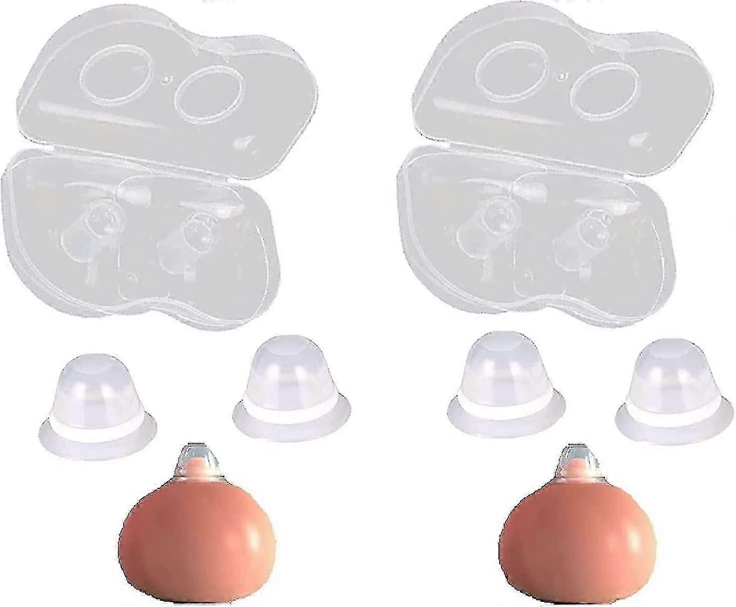 2 Pairs Silicone Inverted Flat Nipple Corrector Nipples Set with Clear Case