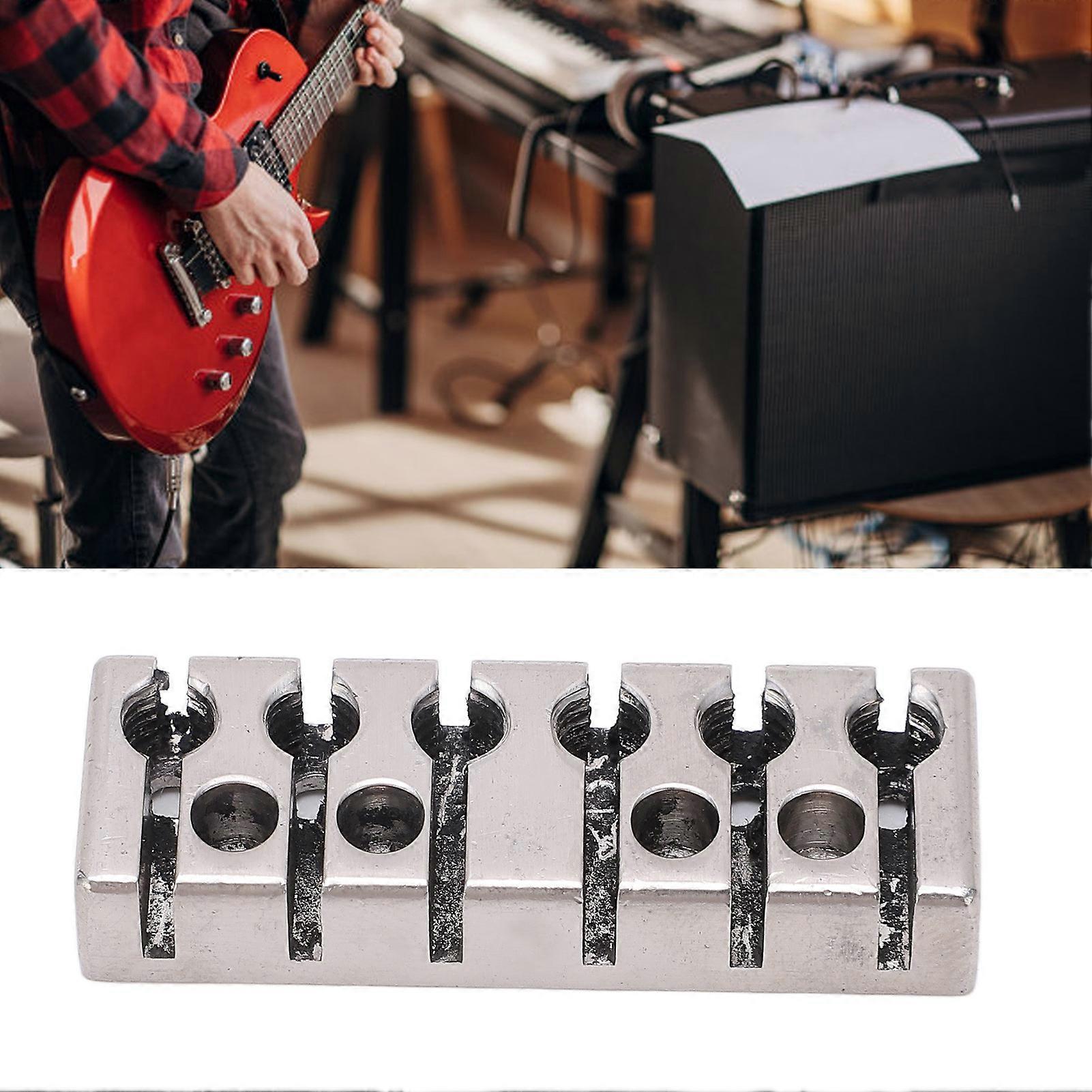 6 String Lock with Screws Metal Headless Guitar Bridge String Lock Musical Instrument Parts 42mm 