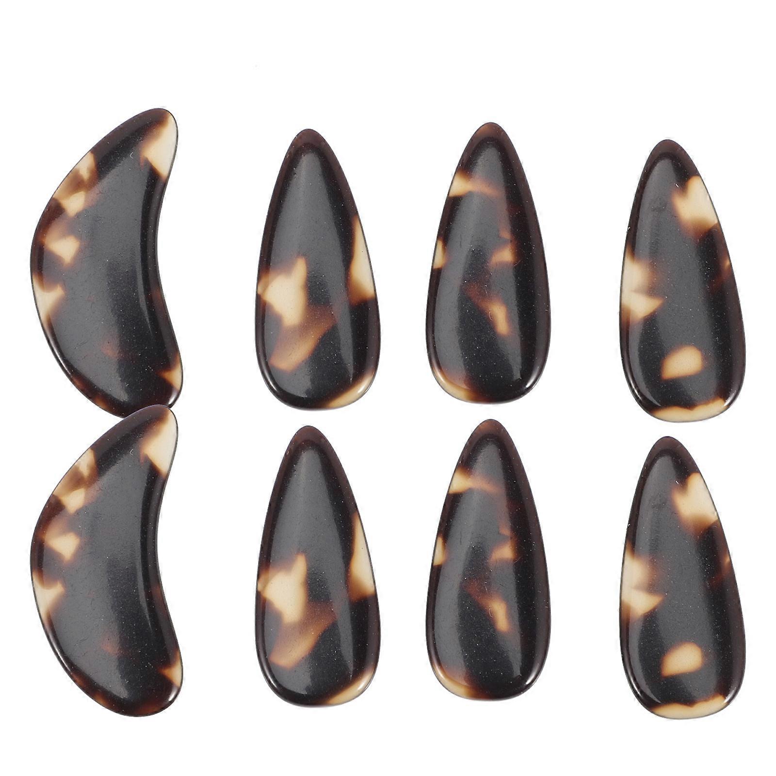 Guzheng Instrument Picks Tortoiseshell Color Fingertip Protectors For Adults 8Pcs Smooth Surface Durable