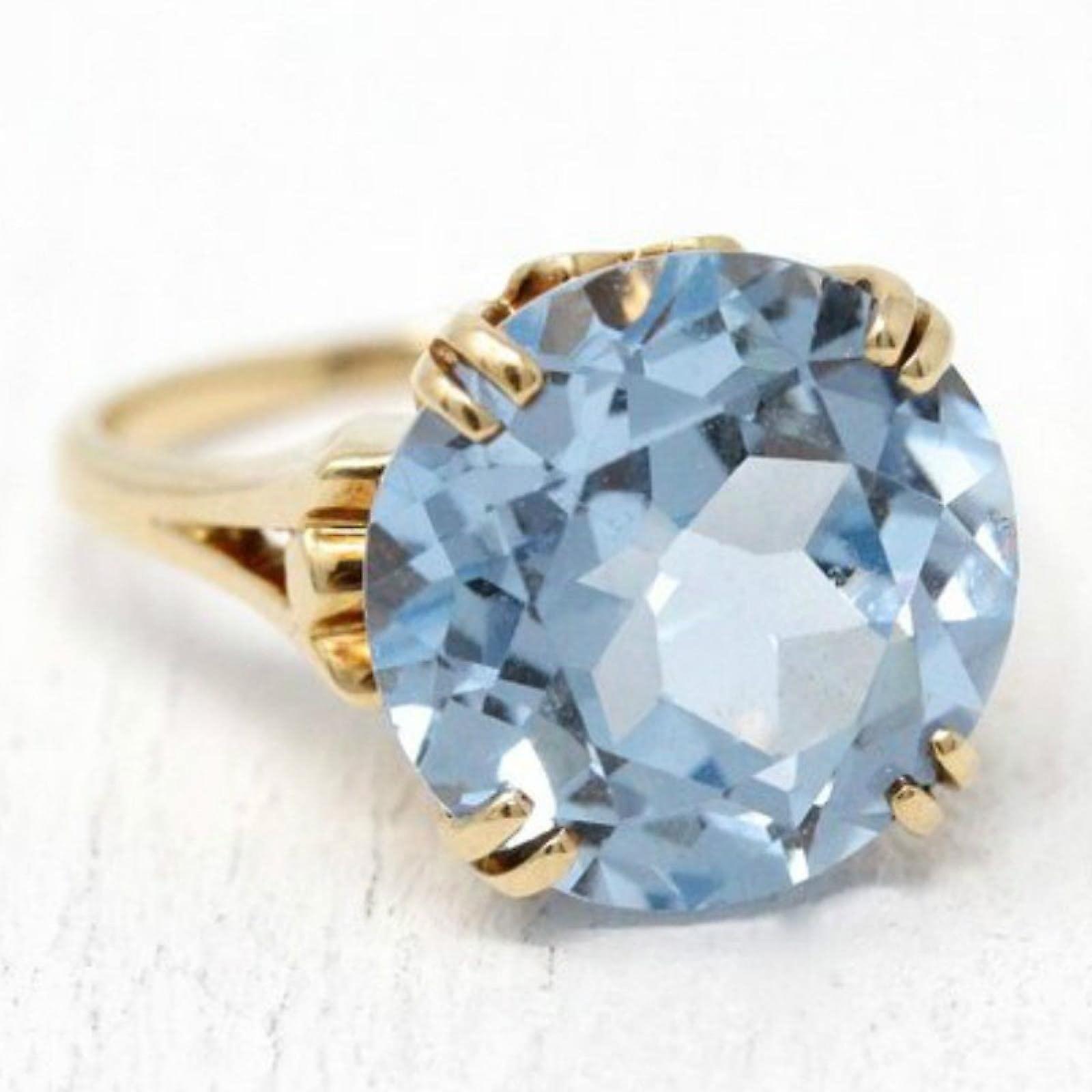 Women's Light Blue Diamond Romantic Engagement Wedding Ring
