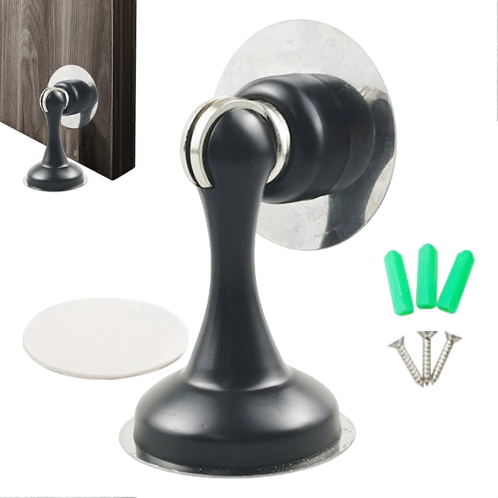 Magnetic Door Stop, Wall And Floor Mounting Holder, Secure NoDrill Gate Tool, Black