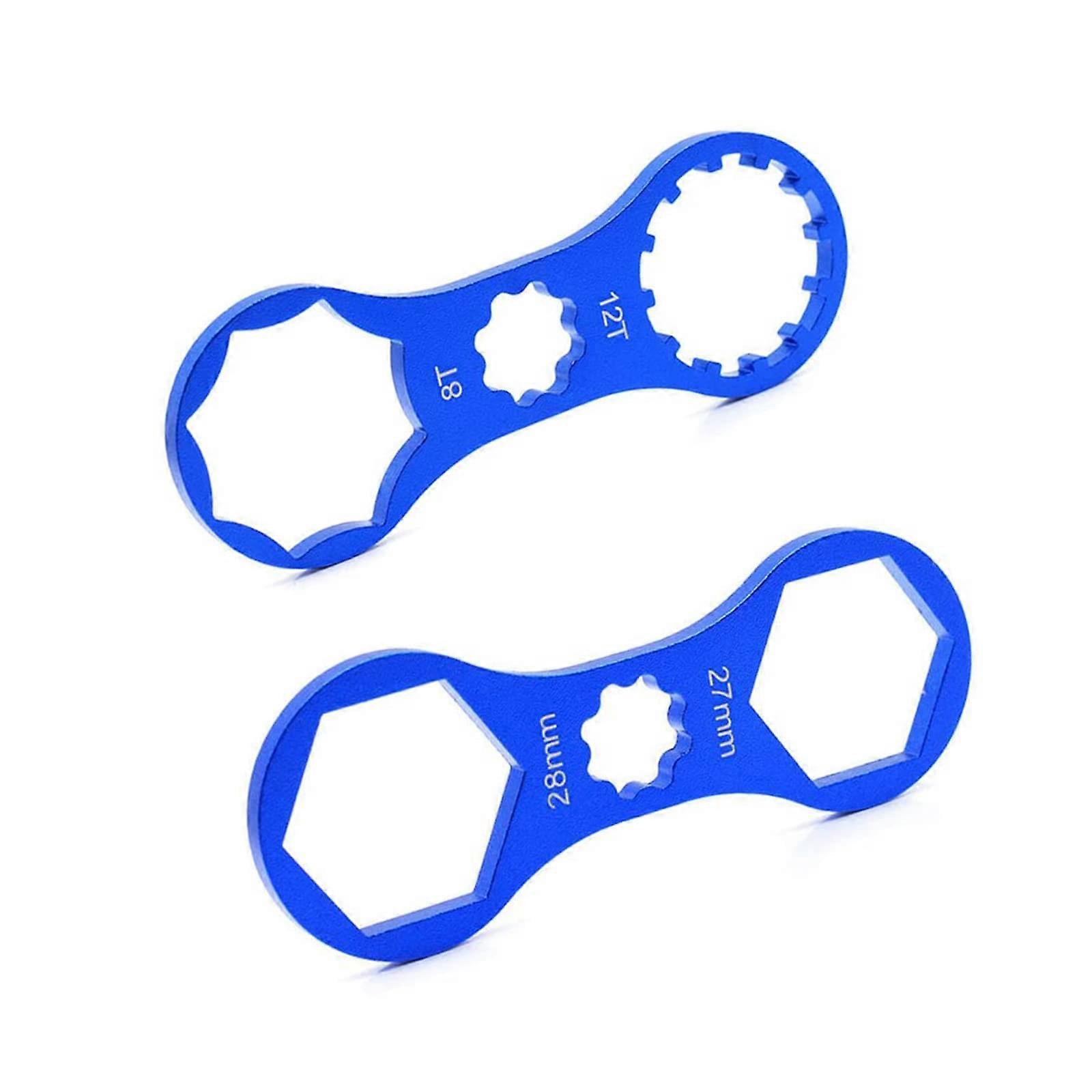 Bicycle Front Fork Cap Key, Removal and Installation Multifunctional BB Wrench for SR Suntour (Blue)