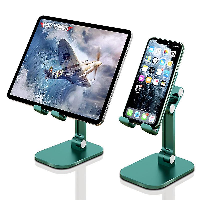 Three Sections Foldable Desk Mobile Phone Holder For IPhone IPad (Green)