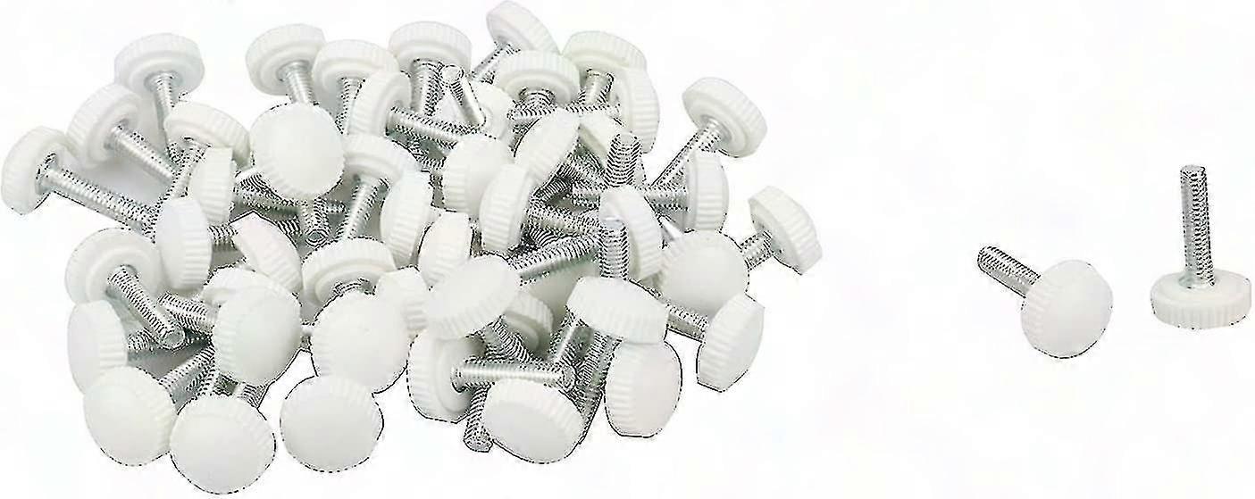 M4 X 16mm Knurled Thumb Screw Grip Knobs - 50pcs White