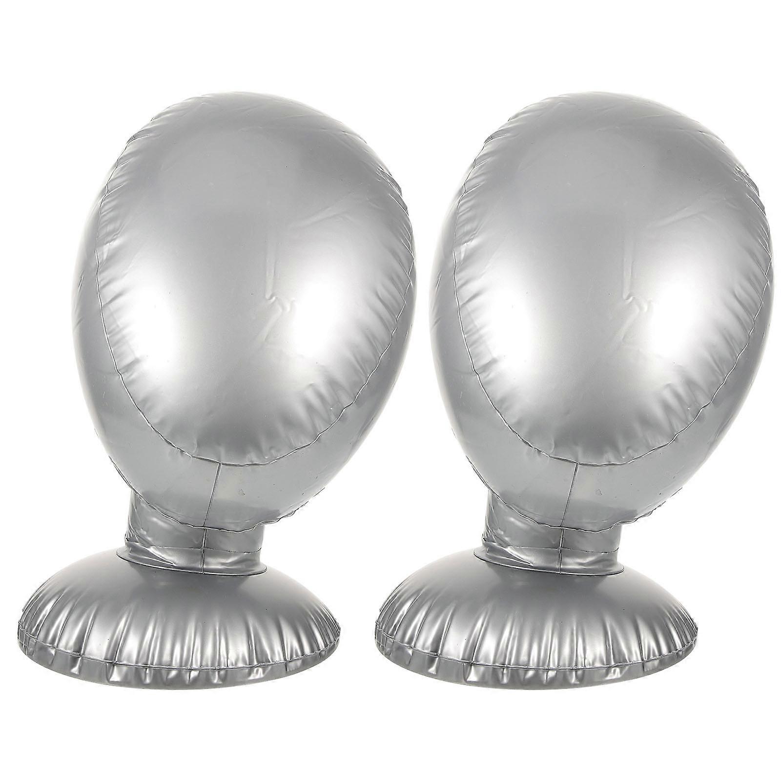Wig Mannequin Display Stand for Styling Made of PVC Silver Color for Home Salon Use 2 Pieces