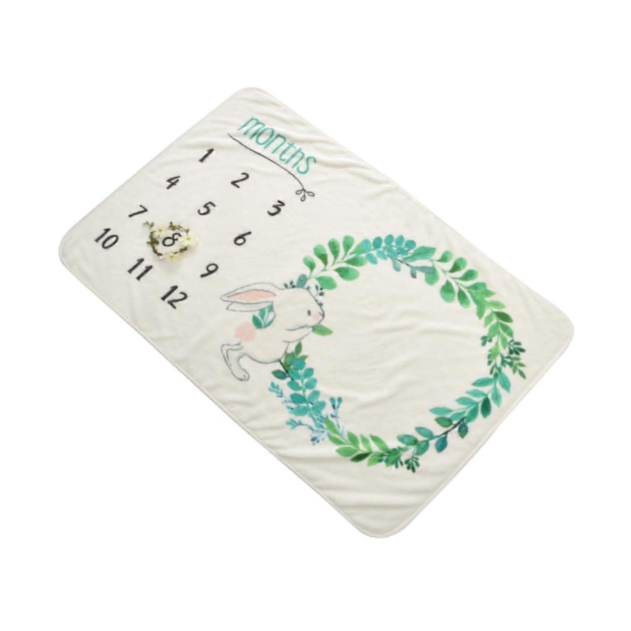 Baby Milestone Blanket Plush Photo Props Newborn Memory Blanket Flannel Rabbit Take A Bath Theme Toddler Size