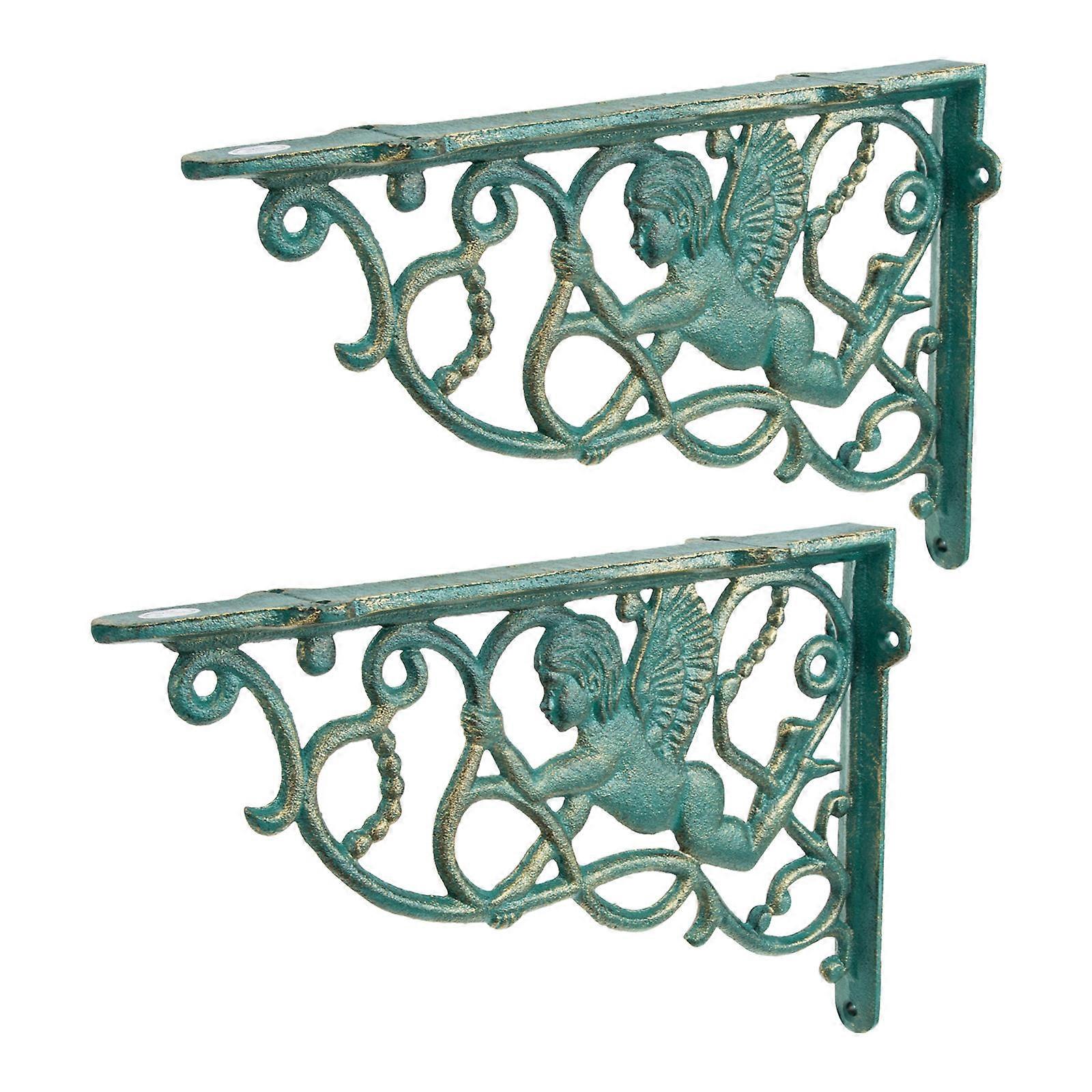 Wall Mounted Shelf Brackets Support Bracket For Home Improvement 27x18cm Green Triangle Shape 1 Pair