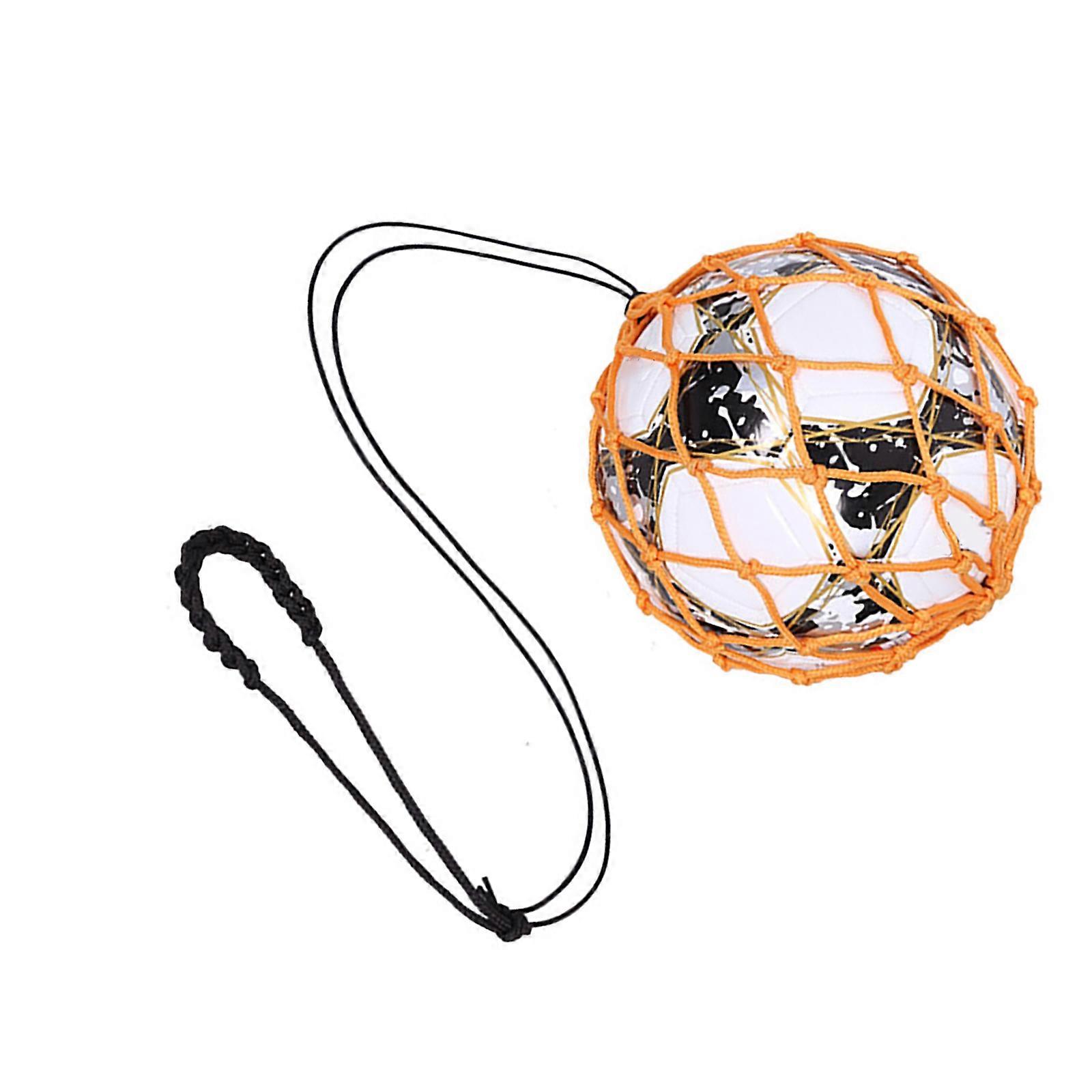 Handle Soccer Kick Trainer with Soccer Locked Net Designs, Soccer Bungee Training Juggling Net Fits Soccer Size 3, 4, 5 Yellow