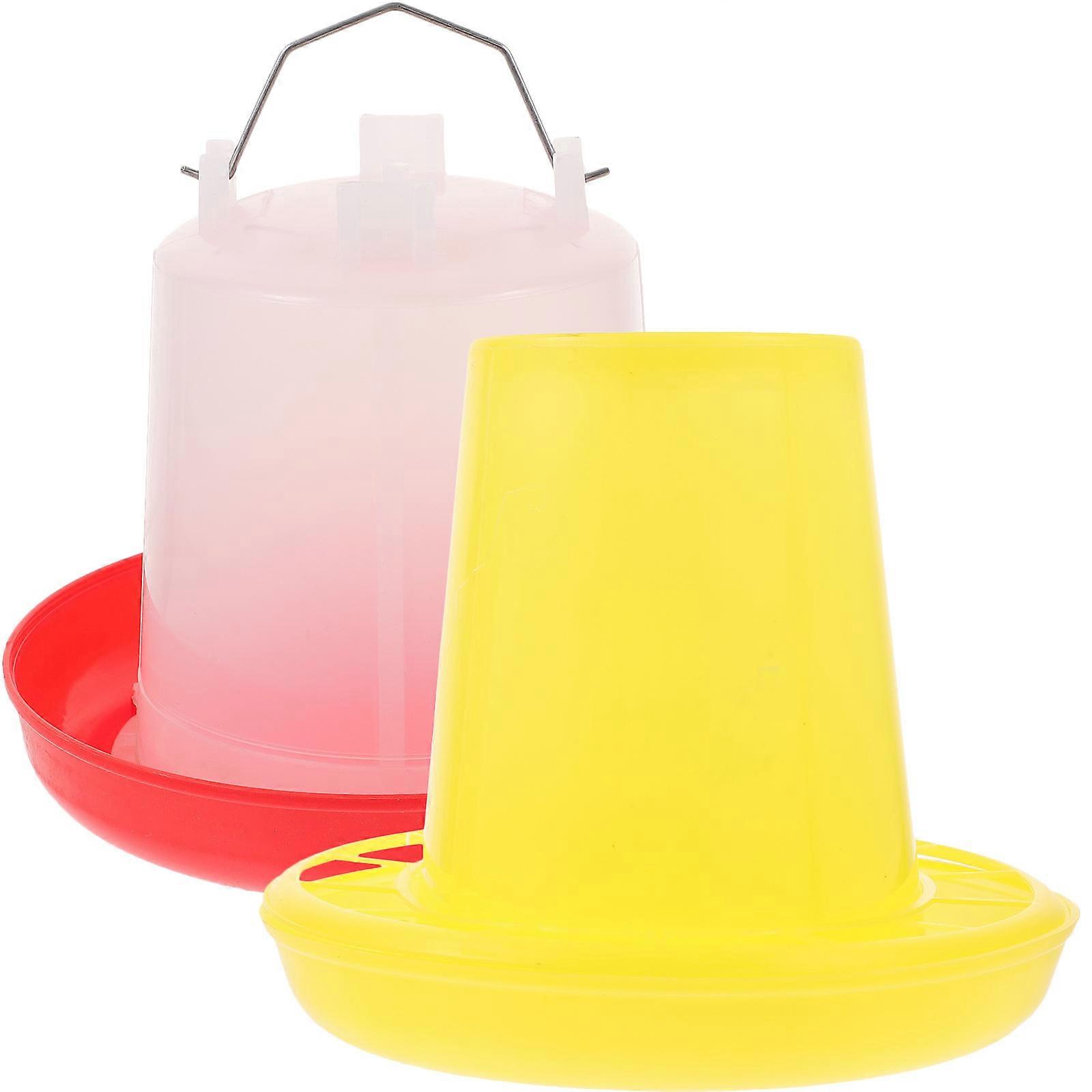 Poultry Feeding Equipment 1 Set Of Assorted Color Portable Chicken Food Container Water Feeder For Pet Owners Easy Cleaning Multi-compartment
