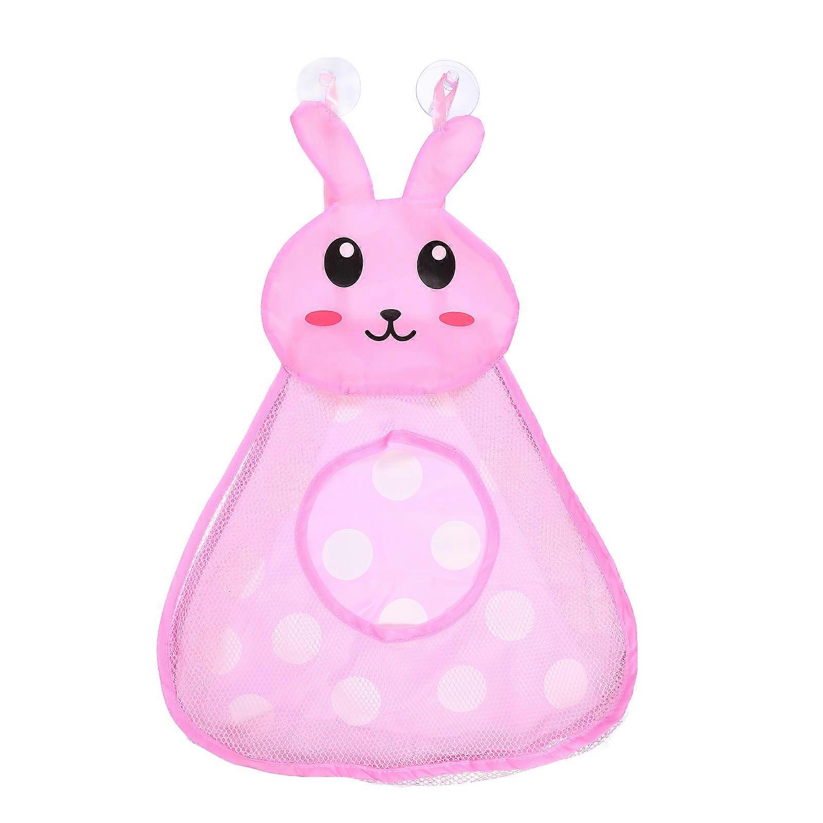 Cartoon Rabbit Bath Organizer Bag with Mesh Storage and Dense Filter for Ventilation, Drainage, and Bathroom Essentials Organization