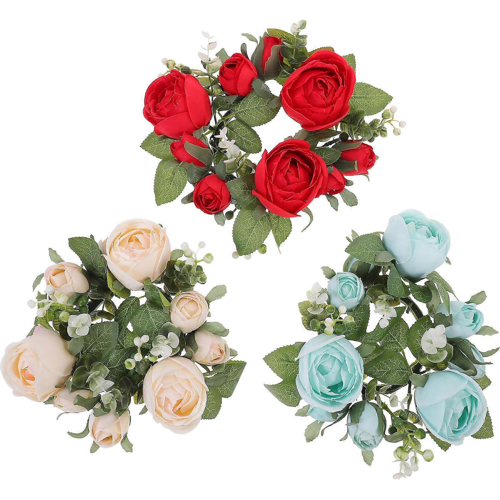 Tabletop Wreaths Candle Wreath Assorted Color 7.9×7.9×2.6in Party Atmosphere Enhancement 3Pcs