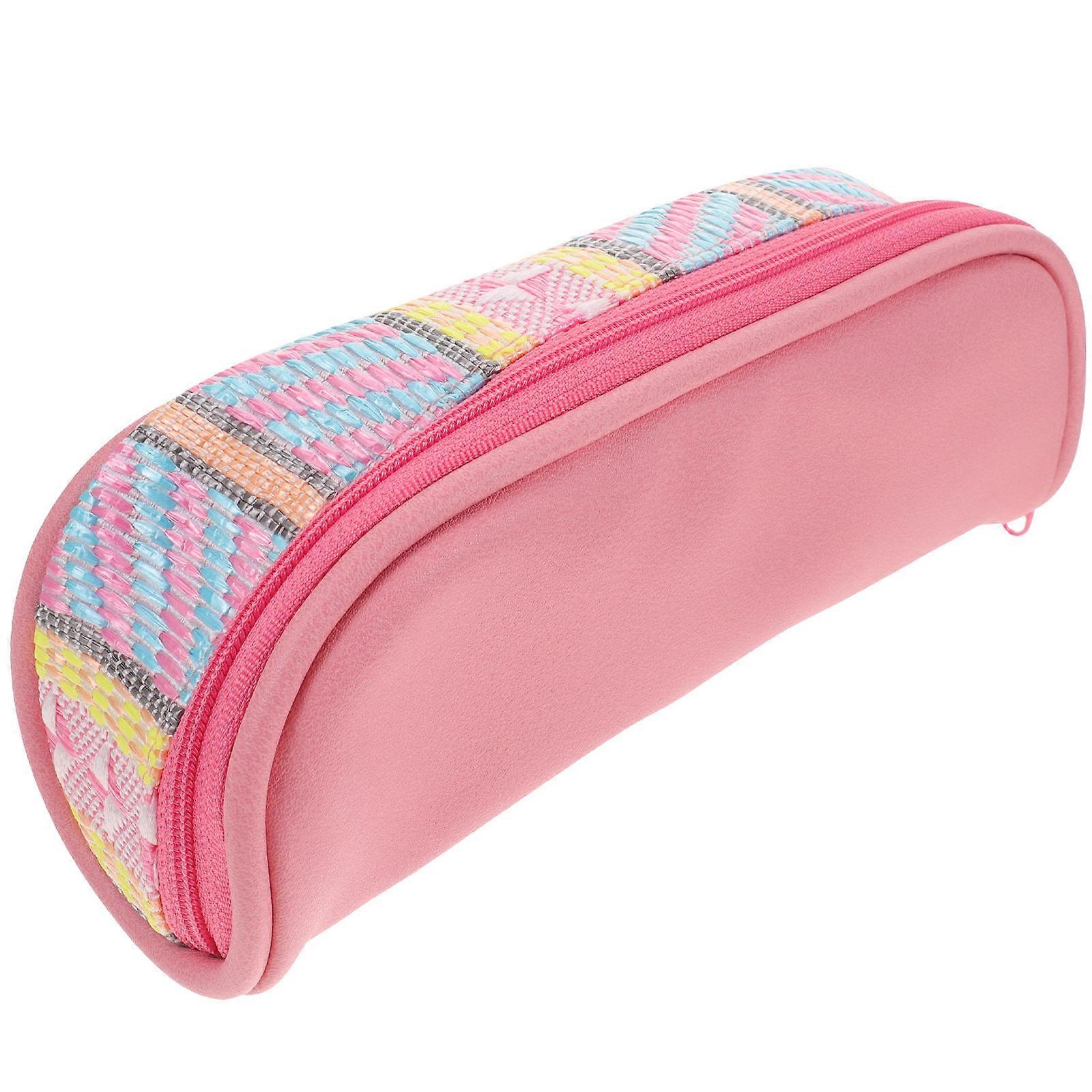 Zipper Pouches Large Capacity Multi-Use Pen Pouch Pink 21x7x6cm Classroom Organization For Daily Use 1Pack