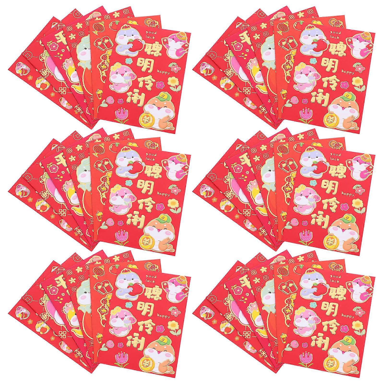 Chinese New Year Red Packets Spring Festival Hong Bao Rectangular Chinese Red Paper For Chinese New Year Celebrations 36Pcs