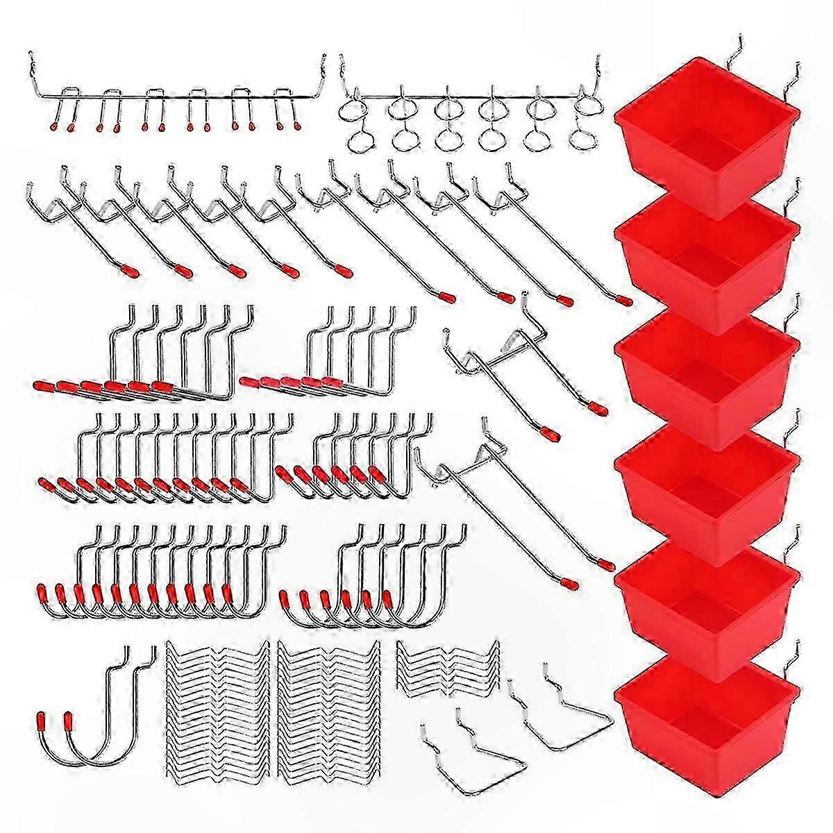 Pegboard Hooks and Accessories Set, 121 Pieces Metal Hooks Organizer with Storage Bins for Wall Panels