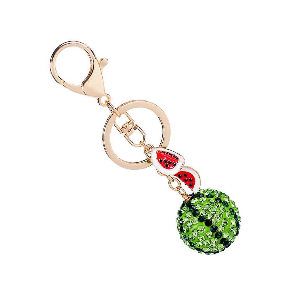 Creative Watermelon Keychain Pendant Durable Alloy Fruit Key Ring Ornament with Rhinestone for Everyday Use & Decoration