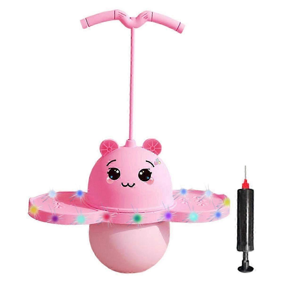 Bouncing Pogo Ball with Handle - Fun Pink Jumping Board for Kids & Adults - Enhances Balance & Coordination