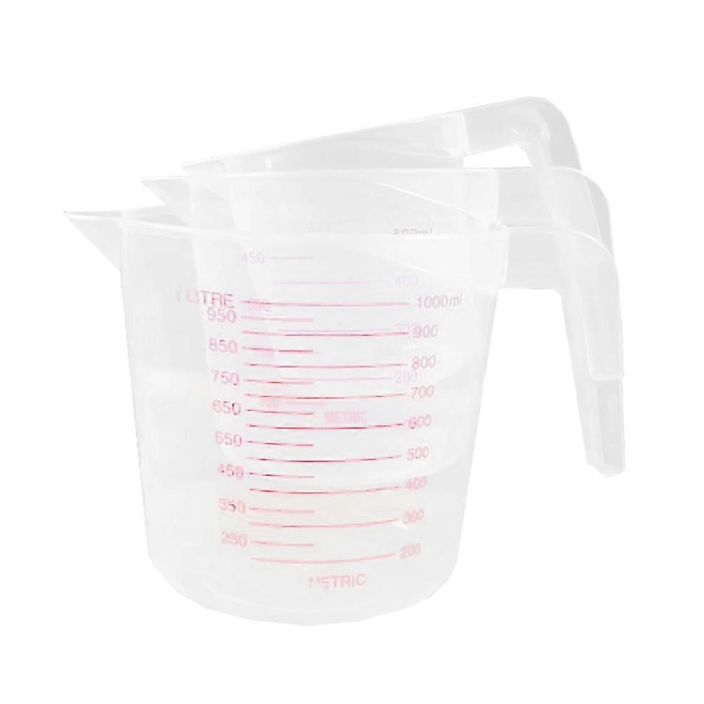 Transparent PVC Measuring Beaker for Laboratory Use with Graduations 3pcs Set Lightweight Easy to Clean