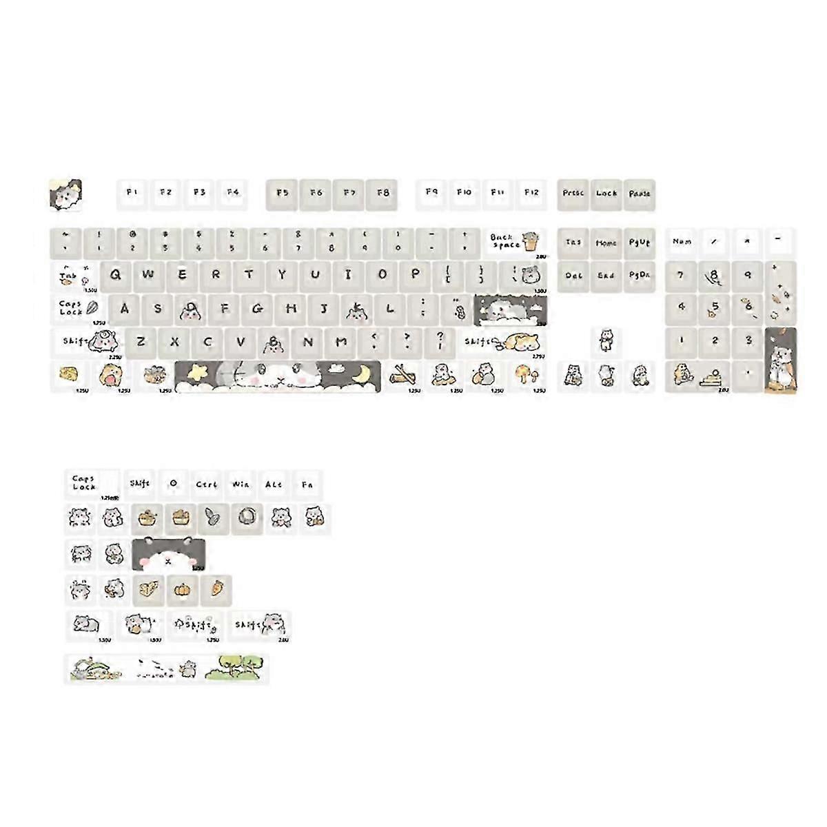 132 Keys Cute Mouse Theme Keycaps XDA Profile Key Caps English for 61/64/68/84/87/96/98/104 Mechanic