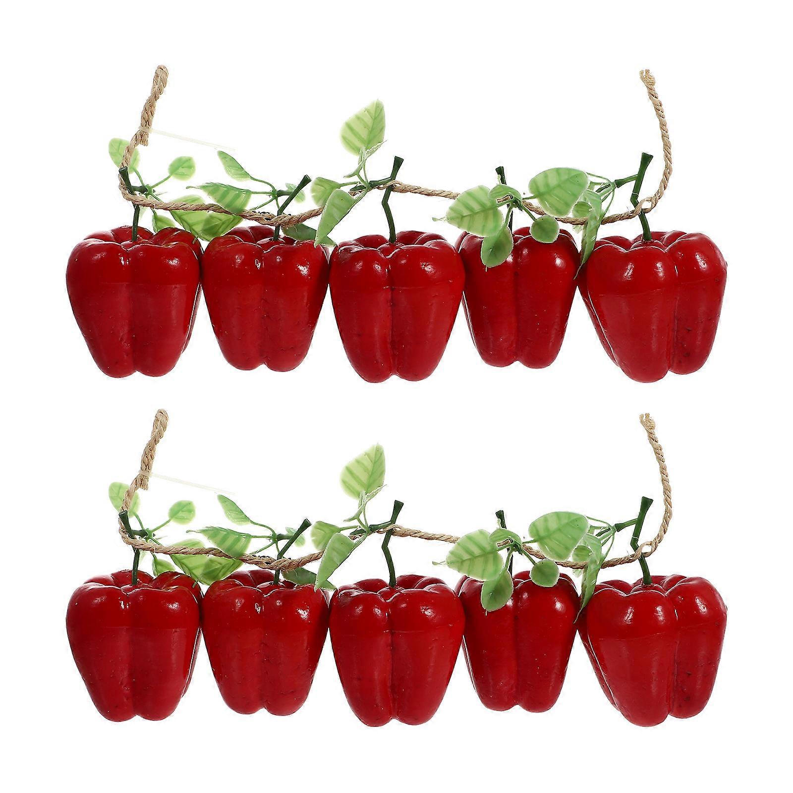 Red Pepper Simulated Vegetable Hanging String Decoration for Home 1Pcs