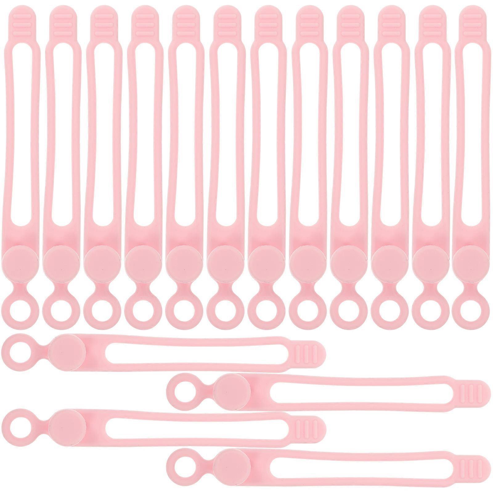 Silicone Cable Ties for Home Use Pink Flexible and Durable with 16 Pieces 5.5 Inches