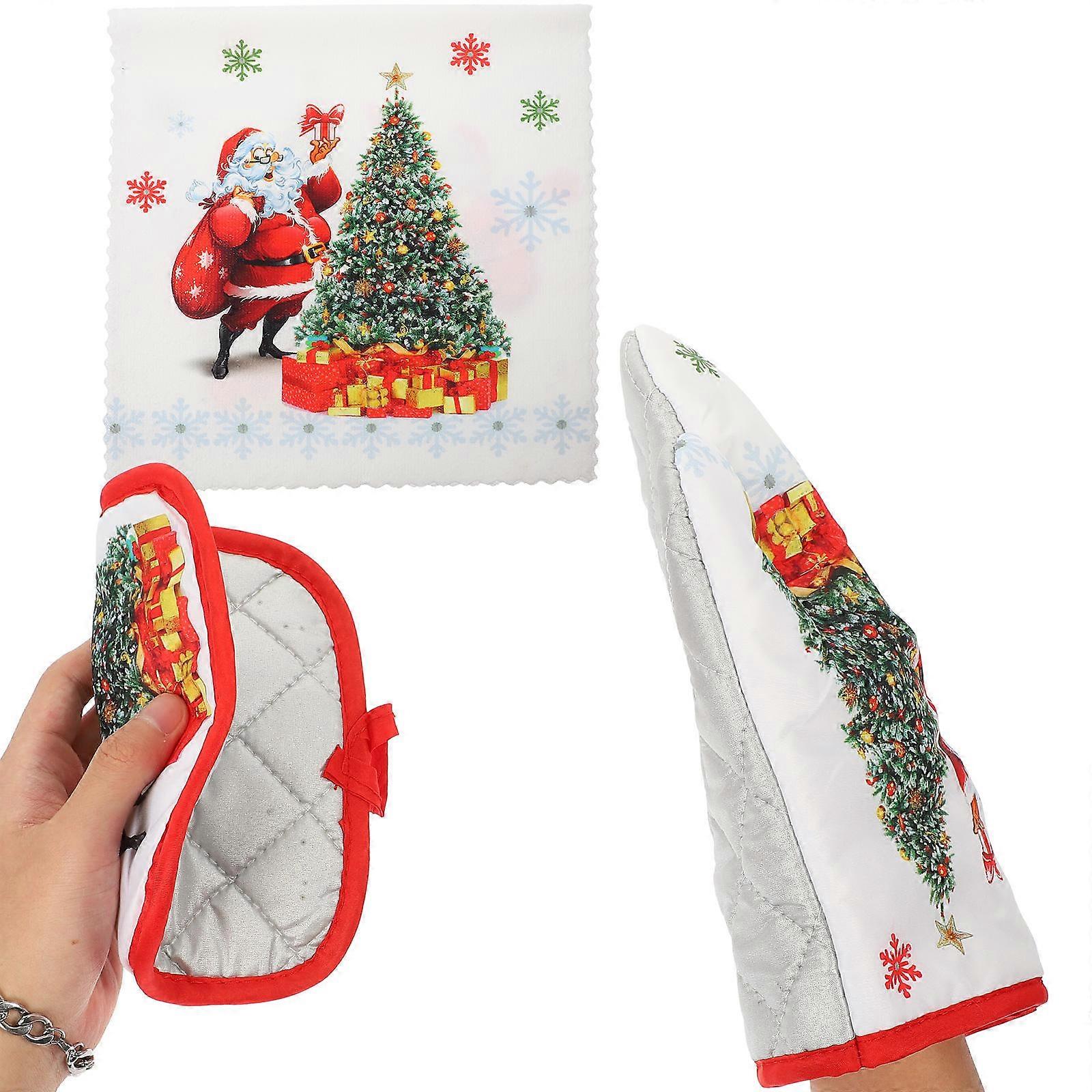 Oven Gloves And Baking Towel Kit For Christmas Cooking Hot Pads In Assorted Color Premium Polyester Materials 1 Set