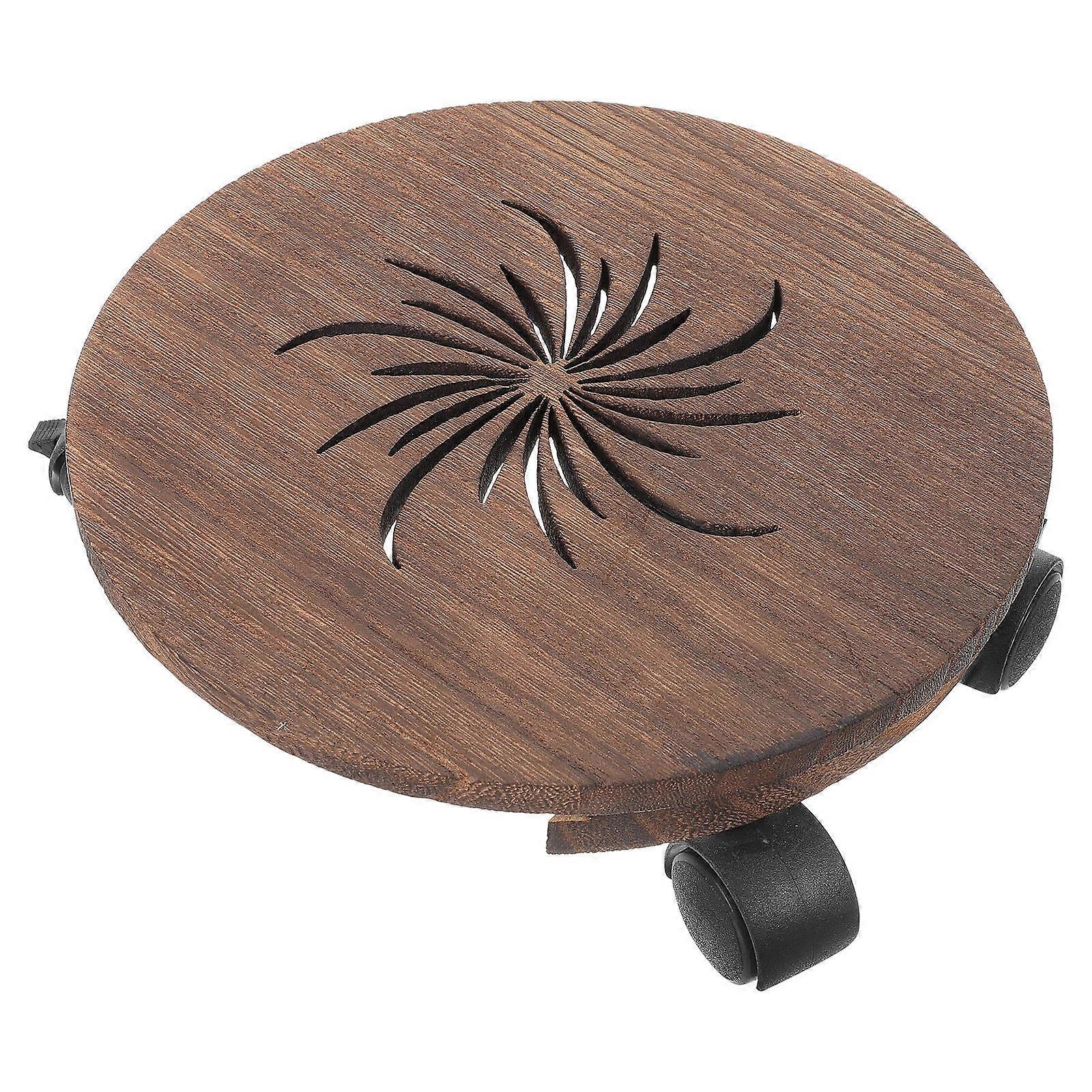 Flower Pot Stand With Wheels For Indoor Gardening 20.80X20.80X6.00CM Light Brown Moving 1 Set