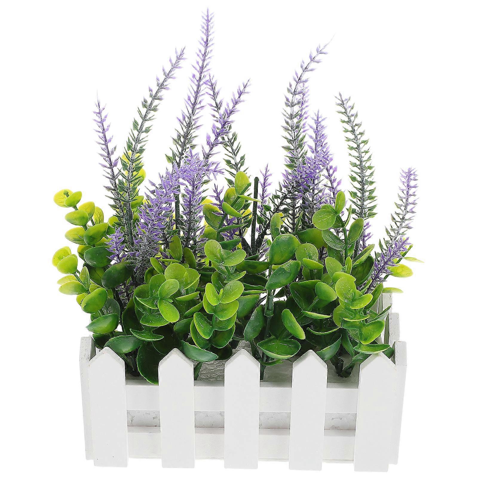 Realistic Artificial Lavender Plant in Violet Color for Home Decor and Low Maintenance Perfect Desktop Decoration